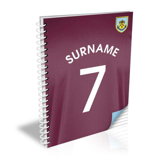 Personalised Burnley FC Shirt Notebook.