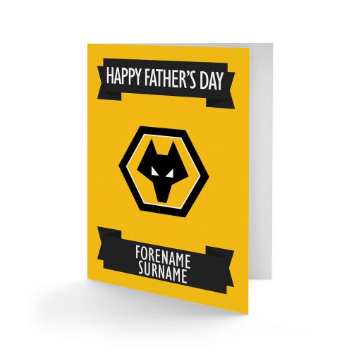 Personalised Wolves Crest Father's Day Card.
