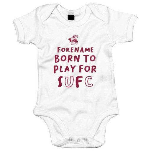 Personalised Scunthorpe United FC Born to Play Baby Bodysuit.