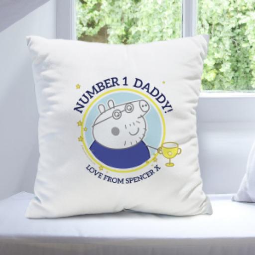 Personalised Peppa Pig Number 1 Daddy Cushion.