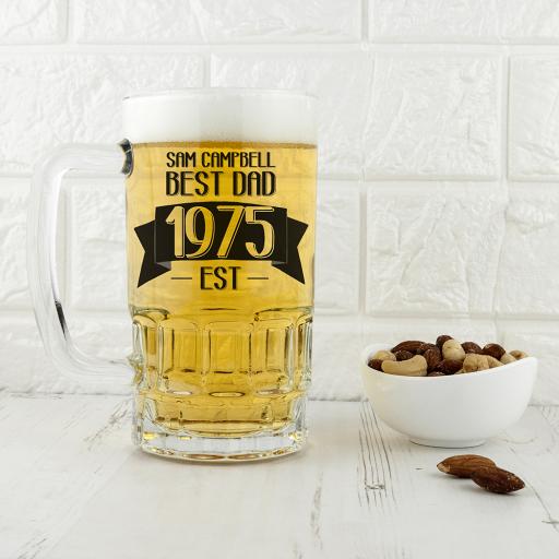Personalised Personalised Dad Beer Glass Tankard.