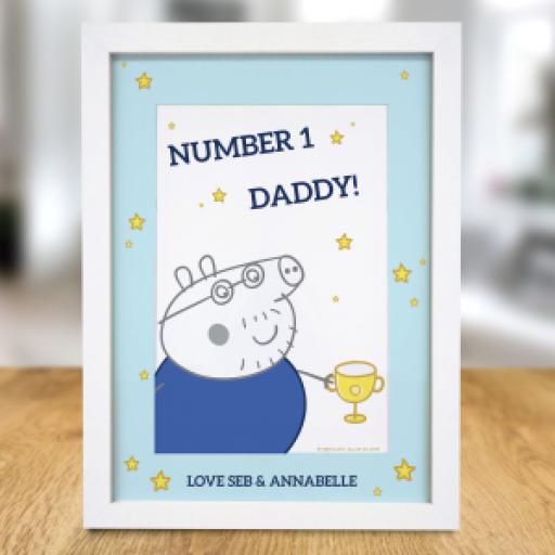 Personalised Peppa Pig Number 1 Daddy A4 Framed Print.