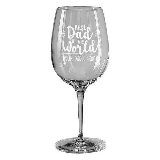 Personalised Personalised Best Dad in the World Wine Glass.