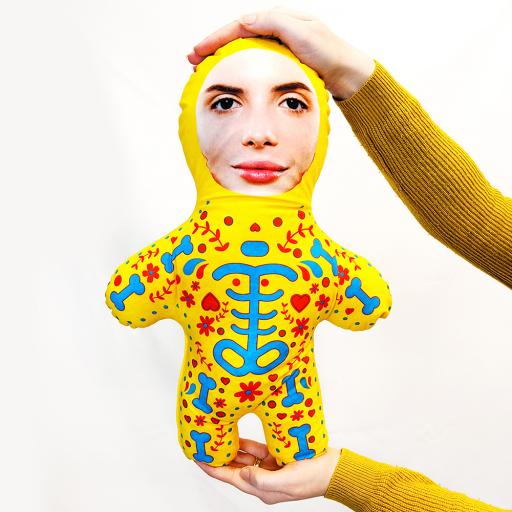 Personalised Mini Me -  Candy Skull - Yellow - MINI ME Doll - Upload Photo.