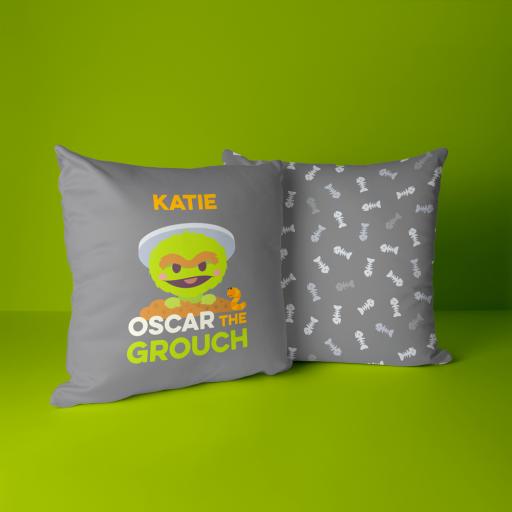 Personalised Oscar The Grouch Personalised Cushion.