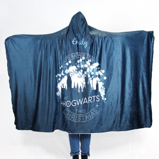 Personalised Harry Potter Adult Hooded Fleece Blanket - Stay At Hogwarts.