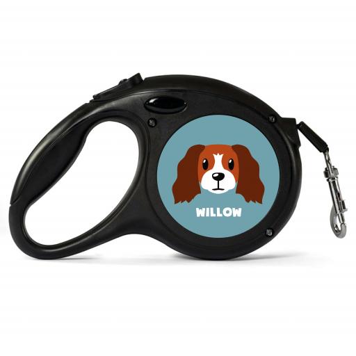 Personalised Red and White Cocker Spaniel Retractable Dog Lead - Large