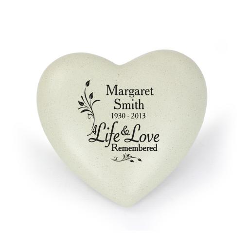 Personalised Life & Love Heart Memorial