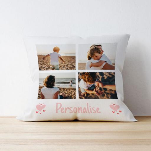 Personalised Photo Upload Cushion with Text