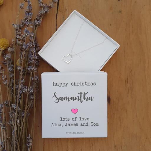 Personalised Happy Christmas Silver Heart Pendant
