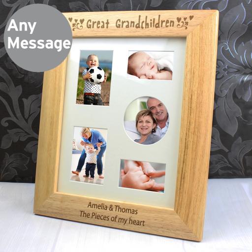 Personalised 10x8 Great Grandchildren Wooden Photo Frame