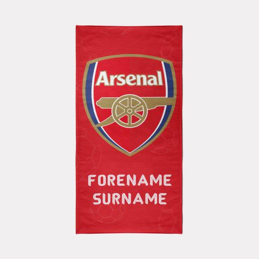 Personalised Arsenal FC Towel - Crest Design.
