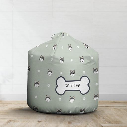 Personalised Grey Husky Bean Bag - Pattern