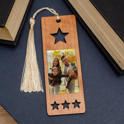 Personalised Photo Upload Star Wooden Bookmark
