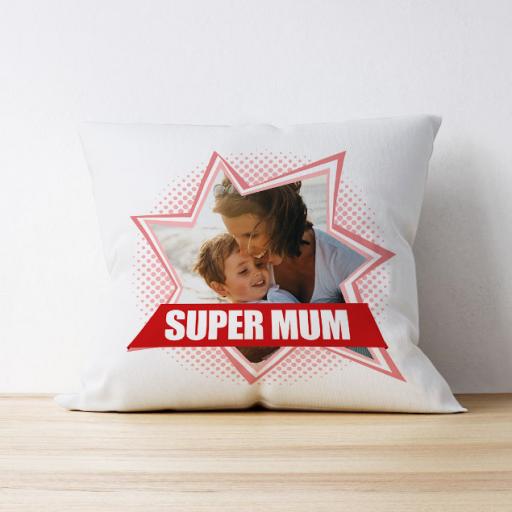 Personalised Photo Upload Cushion - Super Mum