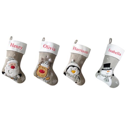 Luxury Deluxe Silver Personalised Embroidered Christmas Stocking