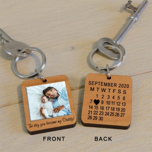 Personalised The Day You Became My Daddy Photo Key Ring.