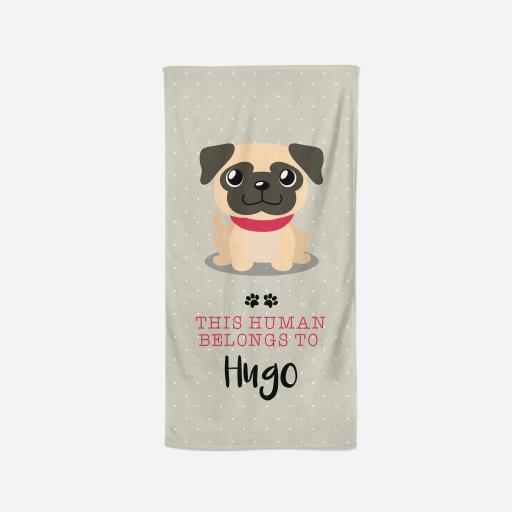 Personalised Fawn Pug Towel - Owner