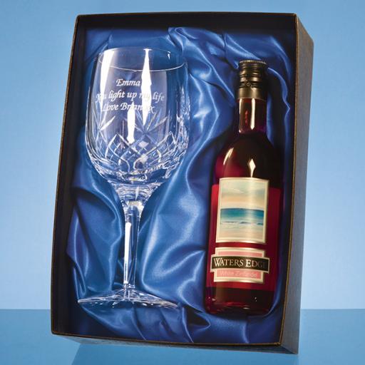 Personalised Blenheim Single Goblet Gift Set with a 18.7cl Bottle of Rose Wine.