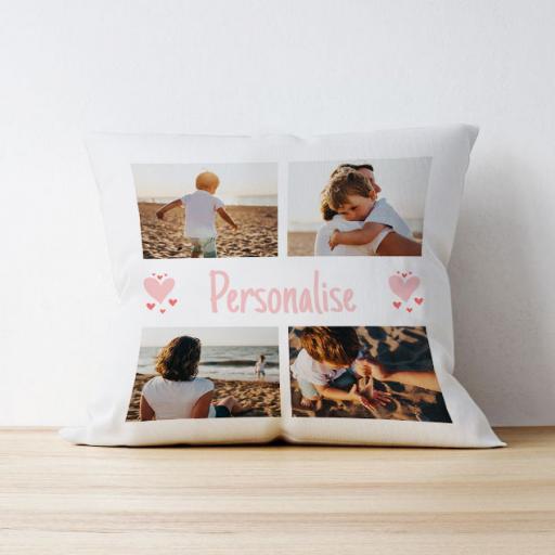Personalised Photo Upload Cushion with Text