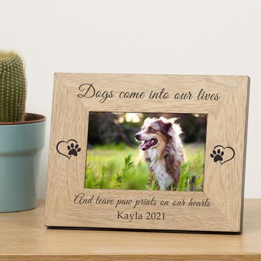Personalised Paw Prints On Our Hearts Dog Photo Frame
