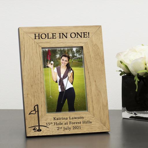 Personalised Hole in One Wooden Photo Frame
