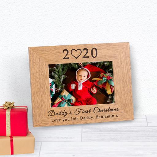 Personalised Daddy's First Christmas Photo Frame